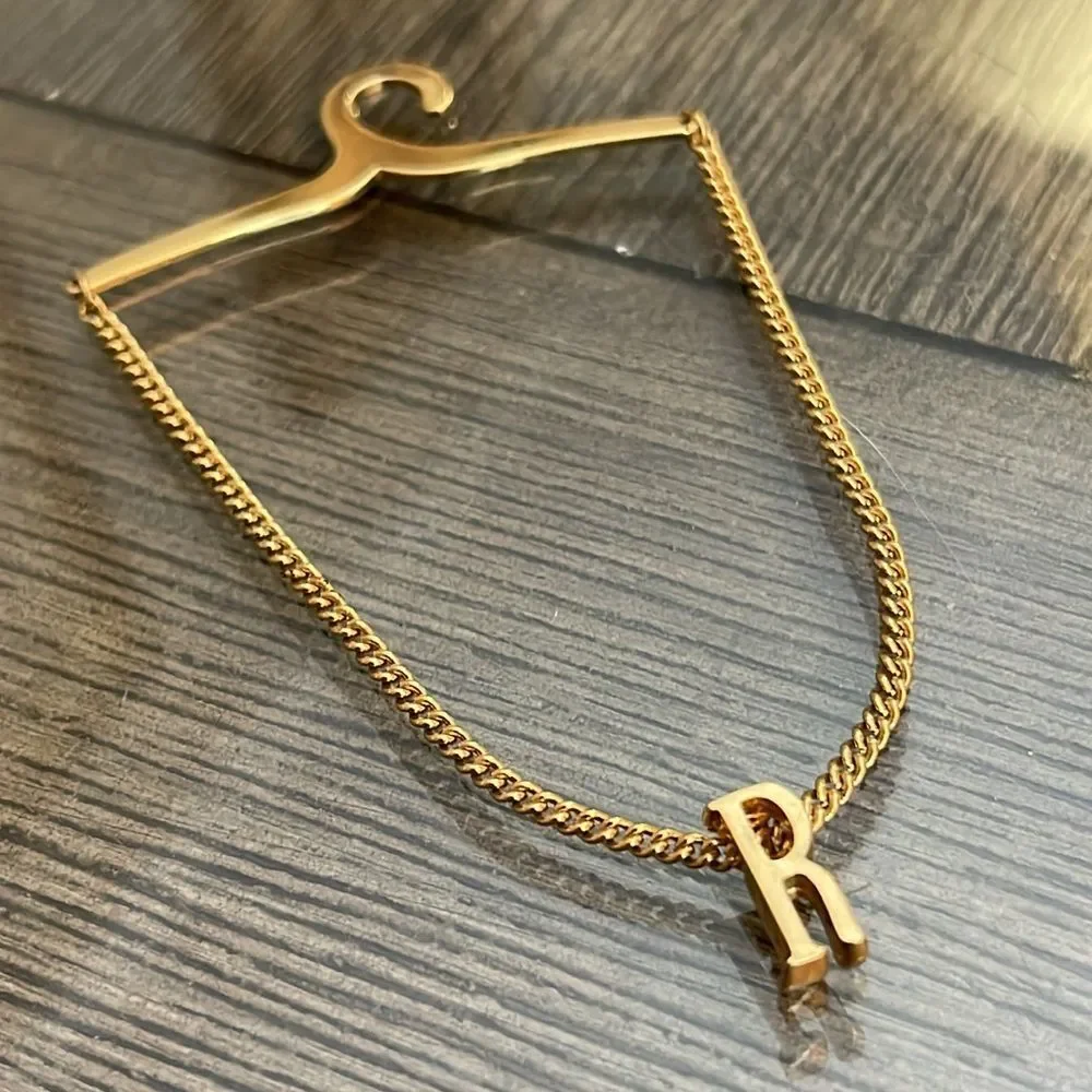 Vintage Tie Clasp - Chain with Initial “R” Monogram